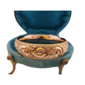 Antique Highly Detailed All Over Designed GF Bangle Bracelet Marked AAGCO 1/10